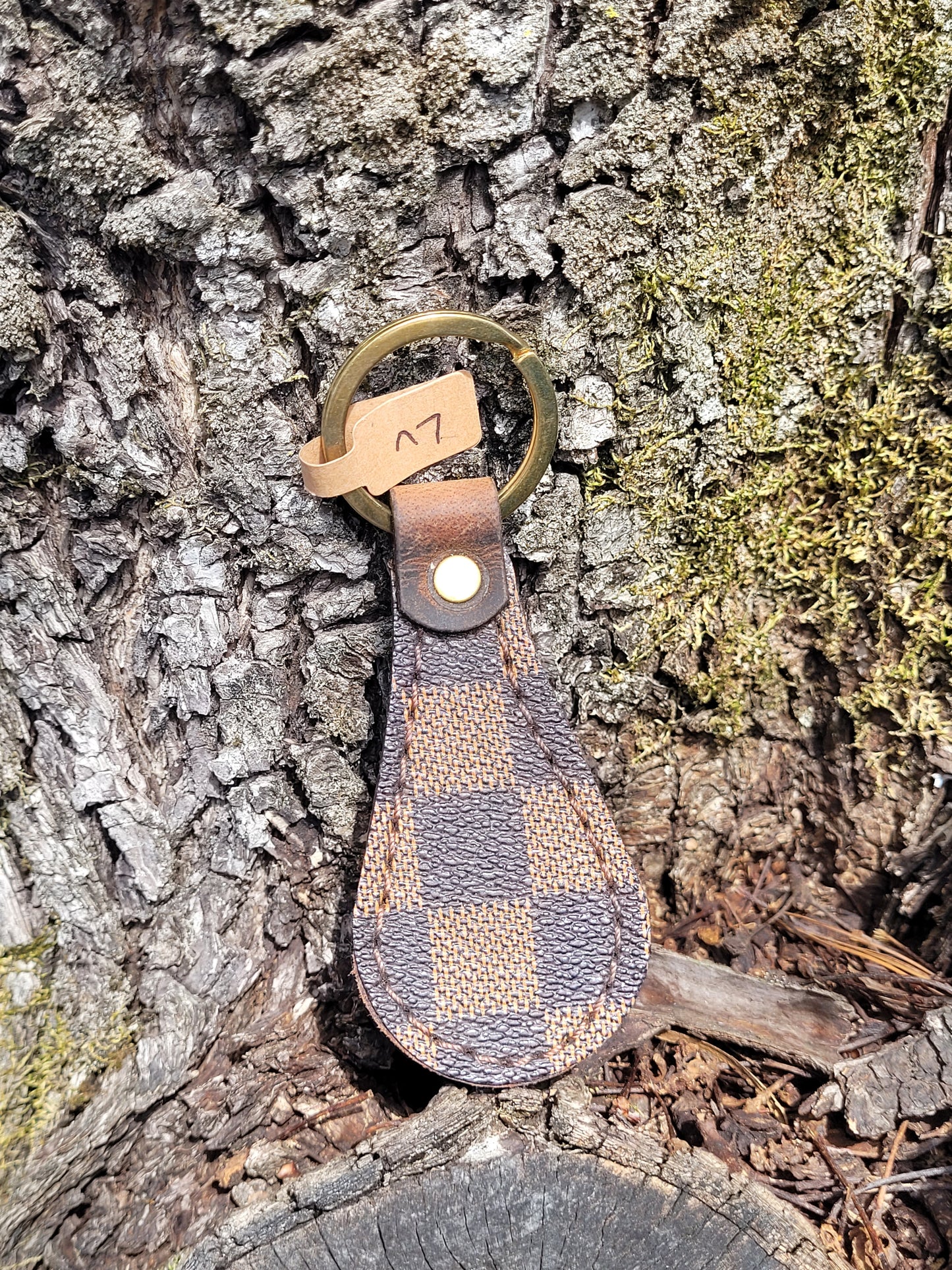 Upcycled Checkered Keychain