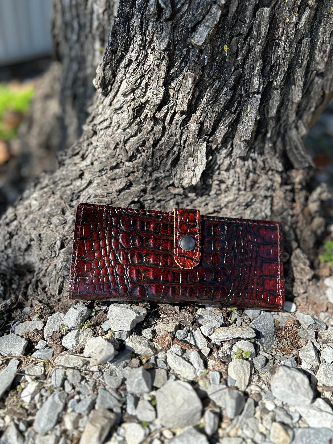 Brown Croc Print – Barbwire Custom Leather