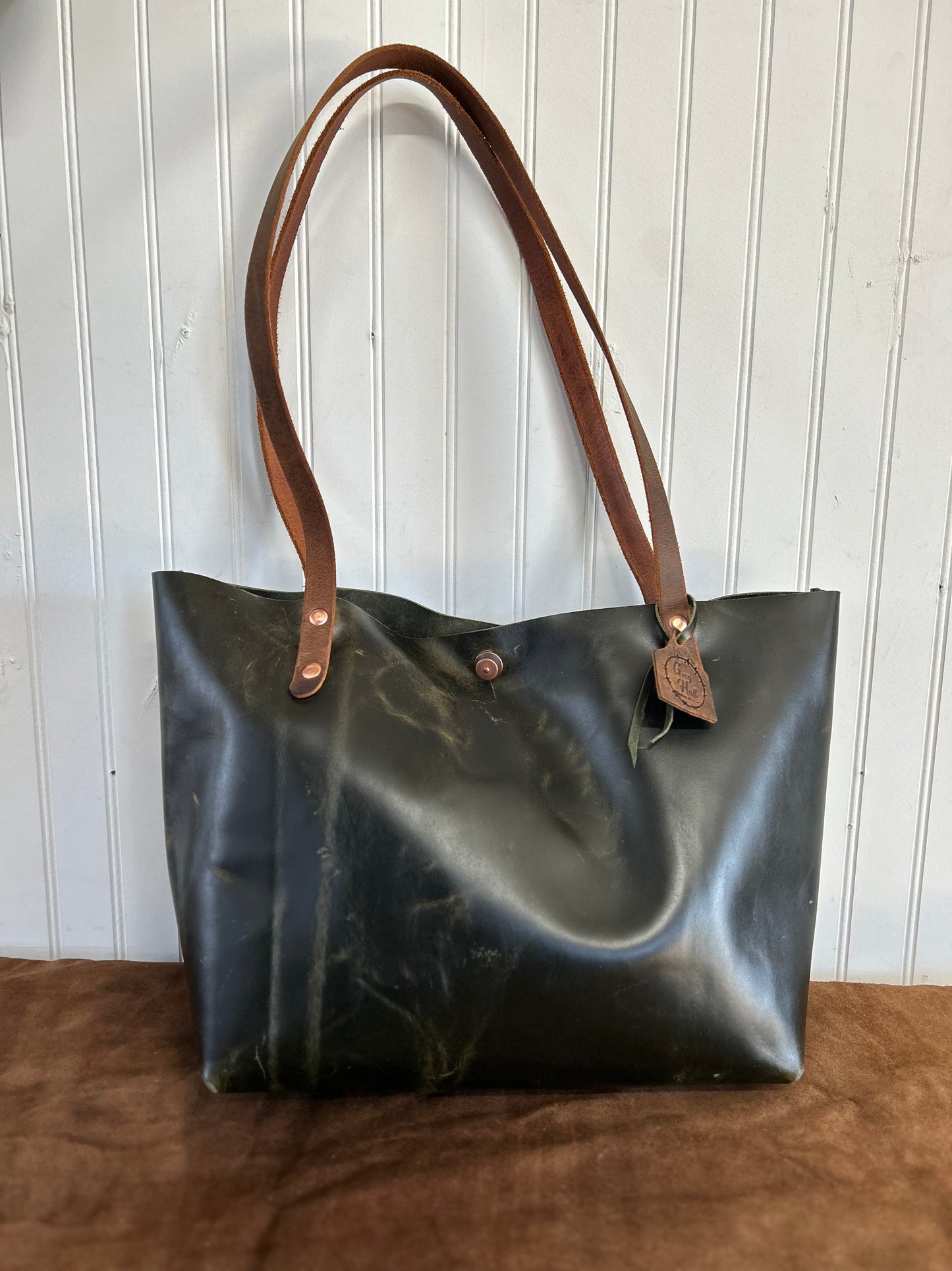 Distressed Green Oversized Tote